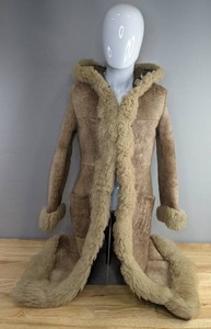 Womens Hooded Sheepskin Fur Coat M