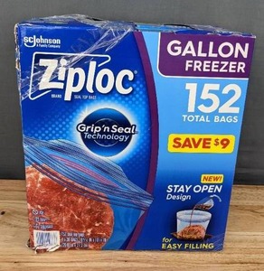 New 4-Pack of Ziploc Gallon Freezer Bags X