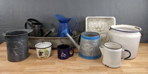Rustic Farmhouse Style Items - Enameled PitchersPots, Watering Cans, Small Basins, and more S