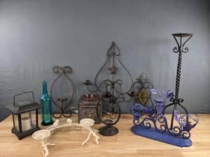 Assorted Metal Candle Holder Decor and Yankee Candle Scenterpiece Warmer S