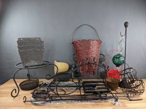 Various Garden Decor Plant Stands, Hooks and More S