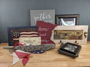 Rustic Wood Homes Decor American Flag, Bald Eagle, MN Home Sweet Home, Fishing and More S