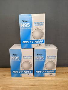 Lot of 3 New 20-Count Boxes of N95 FT-N058 Particulate Respirator Masks F