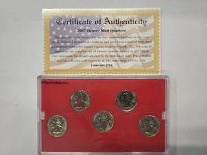 lot 2 image: 2007 Denver Mint Edition State Quarter Collection - 5 coins