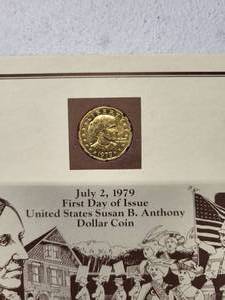 lot 34 image: 1979 24 Karat Gold plated Susan B Anthony Dollar Coin - First Day of Issue   Good