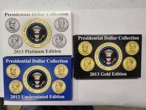 lot 47 image: 2013 Theodore Roosevelt Dollar Mania Mint Set - PlatinumGold -- Uncirculated