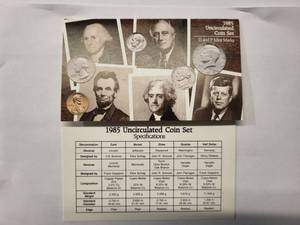 lot 63 image: US Mint Set 1985 Uncirculated - 12 coins - P and D Mint