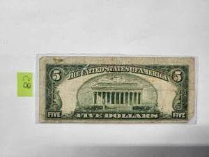 lot 85 image: $5 Blue seal silver certificate  1934   Very Good