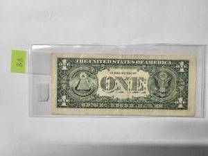 lot 88 image: $1 Star bill with Low serial number   Very Fine