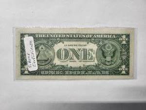 lot 96 image: $1 Blue Seal Silver certificates 1957  Very Fine