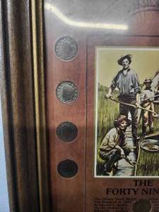 lot 98 image: The Forty Niners Liberty Head Nickels Plaque with 9  coins  Very Fine