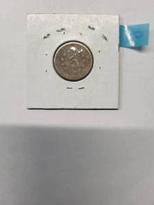 lot 100 image: 1868 Shielded Nickel   - 89% Silver (No Ray)     Very Good