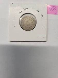 lot 103 image: 1882 Shielded Nickel - 89% Silver  (No Ray) Fine