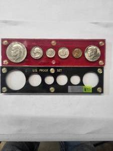 lot 145 image: US Coin Set - no coins in one container and 6 coins in other