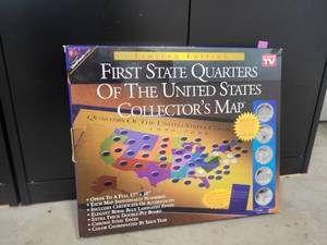 lot 147 image: 1st State Quarters of the US Collectors Map with Coins - 49 COINS