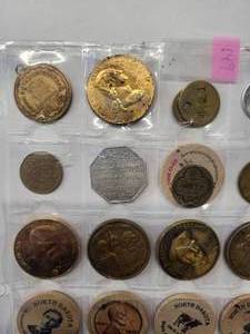 lot 149 image: 20 misc. tokenswooden nickels in sheet