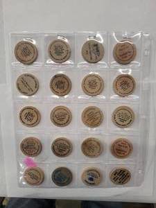 lot 150 image: 20 misc. tokenswooden in sheet