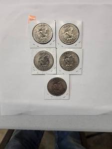lot 183 image: 1971 Eisenhower Dollars   Almost Uncirculated - Very Fine  (5 Coins)