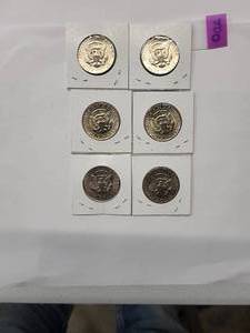 lot 200 image: Kennedy Half Dollars 1981 (2 Coins) 1983 (3 Coins)  1985 (1 Coin)  Almost Uncirculated  (6 Coins)