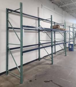 Tear Drop Pallet Racking - 3 Sections - Each Section Measures 10 x 8 x 42 - Includes The 2&nbspPallet Racking Wire Racks Shown In Pictures - Great Condition