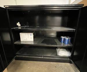 MSRP $500 Uline Heavy Duty Metal 2 Door 3-Shelf Utility Counter High Storage Cabinet - Good Condition - Lock Has Been Removed 48W x 24D x&nbsp42H