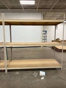 1 - 3 SHELF EXTRA HEAVY DUTY PALLET RACKING SECTION MEASURING 8 X 3 X 8&nbspIncludes Shelf Supports and Particle Boards That Are Pictured - GREAT CONDITION