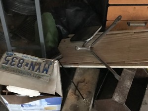 lot 13 image: Tools, vintage light, hub cap, motors and more