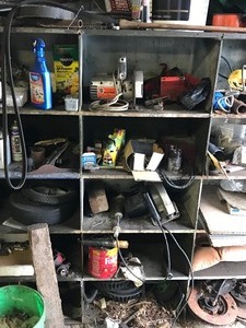 lot 68 image: Wood shelving and contents