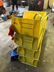 lot 85 image: 12 Yellow bins of misc.