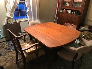 lot 149 image: Solid wood table and 4 chairs