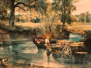 lot 151 image: Mid Century Print on Hardboard Country Cottage Bayo Creekside House