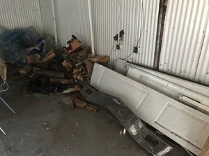 lot 66 image: Wood logs, stove pipe, lumber and more