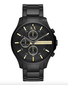 lot 139 image: NEW Armani Exchange Mens Hampton Black Stainless Steel Bracelet Chronograph Watch
