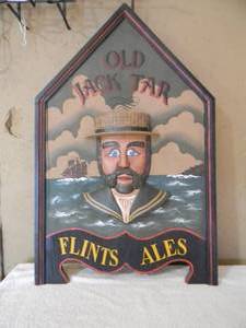 lot 11 image: VINTAGE OLD JACK TAR FLINTS ALES BAR SIGN - NICE - FANTASTIC PIECE - GREAT CHRISTMAS GIFT - APPROX 22 By 35 - SEE PICTURES