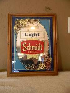 lot 13 image: VINTAGE SCHMIDT BEER BAR SIGN  MIRROR - NICE - AWESOME PIECE - GREAT CHRISTMAS GIFT - APPROX 15 By 18 - SEE PICTURES
