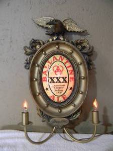 lot 26 image: RARE - VINTAGE BALLANTINE ALE XXX BAR LIGHT SCONCE CANDELABRA EAGLE - WORKS - NICE - FANTASTIC OLD SCHOOL PIECE - GREAT CHRISTMAS GIFT - APPROX 14 By 23 - SEE PICTURES