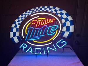lot 36 image: VINTAGE MILLER LITE RACING NEON LIGHT - FANTASTIC PIECE - NICE - WORKS - APPROX  - SEE PICTURES
