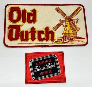 Vintage Old Dutch Uniform Patch & Black Label Beer Patch (In Protective Sleeves)