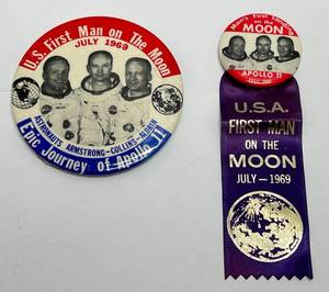 1969 First Man On The Moon Apollo II Buttons