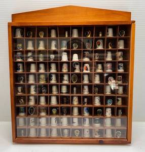 Display Case Full Of Collector Thimbles 14 14 x 14 14