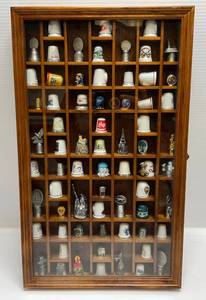 Display Case Full Of Collector Thimbles 20 14 x 12