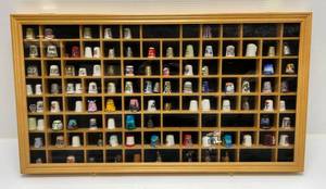 Display Case Full Of Collector Thimbles 16 x 29