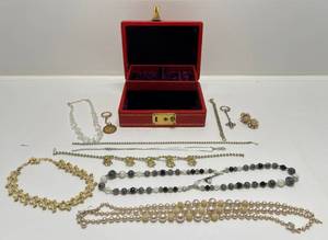 Vintage Jewelry Box Filled With Vintage Jewelry
