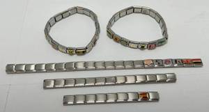 Misc. Vintage Stainless Steel Removable Charm Bracelets With Extra Charm Links & More