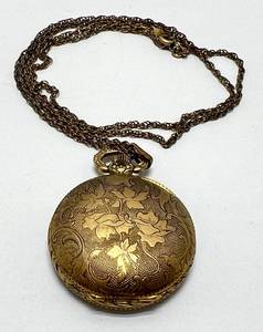 Vintage Hellbros Womans 7 Jewel Ornate Gold Filled  Pocket Watch With 12K Marked Chain 1 38 (38.69 Overall Wieght)