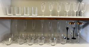 Misc. Vintage Glassware Including Champagne Flutes, Espresso Glasses & More