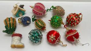 Vintage 1960s Handmade Beaded Ornaments