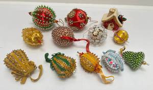 Vintage 1960s Handmade Beaded Ornaments