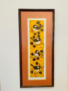 Framed Artwork of Birds Painted on Linen