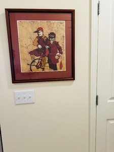 Framed Artwork of Children with Bike Done on Linen